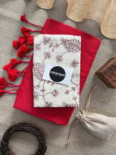 Red Handloom Khadi Cotton Saree With Sequence Embrodery Work Blouse